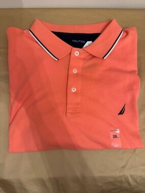 Nautica Polo Shirt 3XL Coral Orange Short Sleeve NWT Big & Tall